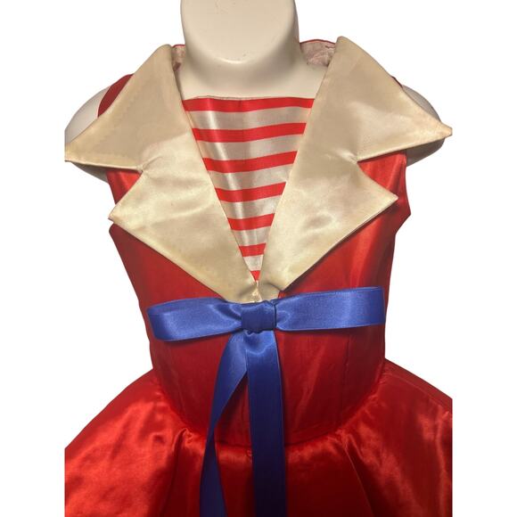 Vtg Red Satin Girls Nautical Sailor Costume Dress approx. SZ 9-12yrs - Picture 2 of 8